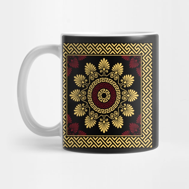 Golden round Greek ornament Meander by kavalenkava